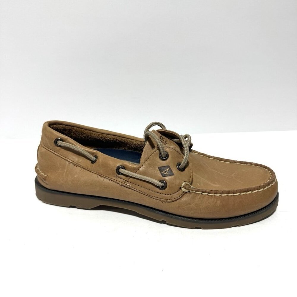 Sperry Mens Leeward 2 Eye Boat Shoes Tan Size 8.5 M